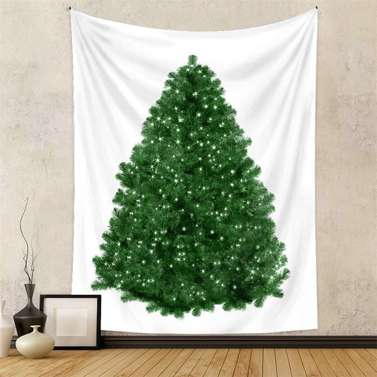 Lofaris Green Christmas Tree White Glitter Wall Tapestry