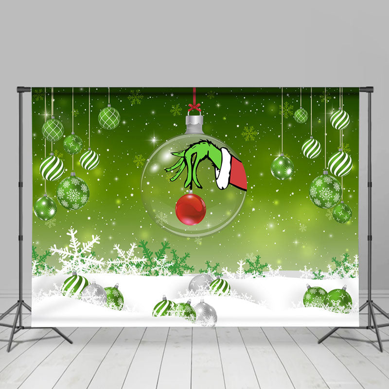 Lofaris Green Christmas With Snowy Winter Snowflake Backdrop