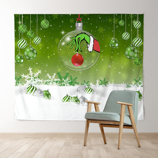 Lofaris Green Christmas With Snowy Winter Snowflake Backdrop