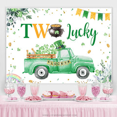 Lofaris Green Clover Truck Lucky One Birthday Backdrop