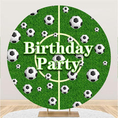 Lofaris Green Football Field Round Birthday Party Backdrop