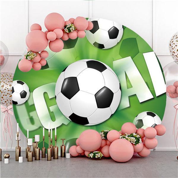 Lofaris Green Football Goal Round Birthday Backdrop For Boy