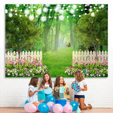 Load image into Gallery viewer, Lofaris Green Forest Jungle With Lights And Buttrtfly Backdrop