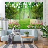 Load image into Gallery viewer, Lofaris Green Forest Jungle With Lights And Buttrtfly Backdrop