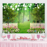 Load image into Gallery viewer, Lofaris Green Forest Jungle With Lights And Buttrtfly Backdrop