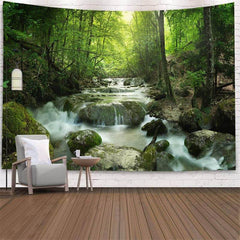 Lofaris Green Forest Pattern Holiday Landscape Wall Tapestry