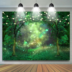 Lofaris Green Glitter Light Forest Spring Scene Backdrop