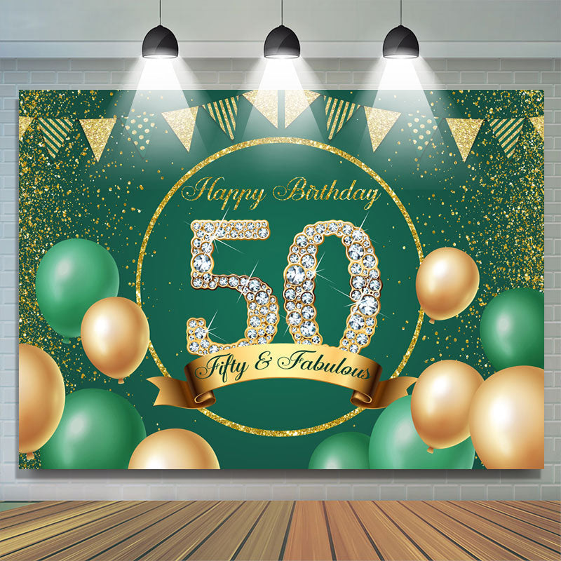 Lofaris Green Happy 50th Birthday Backdrop Party Decorations