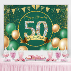Lofaris Green Happy 50th Birthday Backdrop Party Decorations