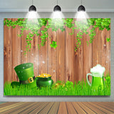 Load image into Gallery viewer, Lofaris Green Hat And Beer Wooden St. Patrick’S Day Backdrop