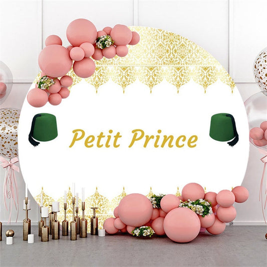 Lofaris Green Hat Gold Petit Prince Roud Baby Shower Backdrop