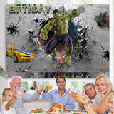 Load image into Gallery viewer, Lofaris Green Hero Grey Wall Car Happy Birthday Backdrop For Boy
