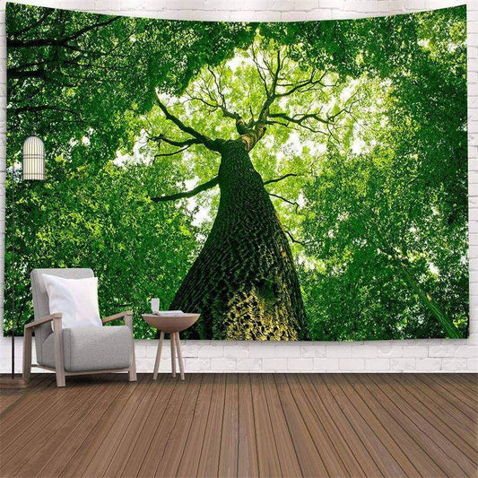 Lofaris Green Huge Tree Forest Pattern Holiday Wall Tapestry