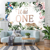 Load image into Gallery viewer, Lofaris Green Leaves And Animals Wild 1st Birthday Backdrop