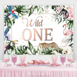 Load image into Gallery viewer, Lofaris Green Leaves And Animals Wild 1st Birthday Backdrop