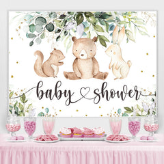 Lofaris Green Leaves And Cute Animals Baby Shower Backdrop