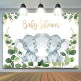 Load image into Gallery viewer, Lofaris Green Leaves And Elephants Baby Shower Backdrop