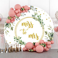 Lofaris Green Leaves And Gold Round Adorable Wedding Backdrop