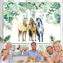 Lofaris Green Leaves And Horse Birthday Backdrop For Party