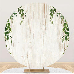 Lofaris Green Leaves And Simple Wood Custom Round Backdrop