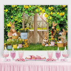 Lofaris Green Leaves And Yellow Flowers Happy Easter Backdrop