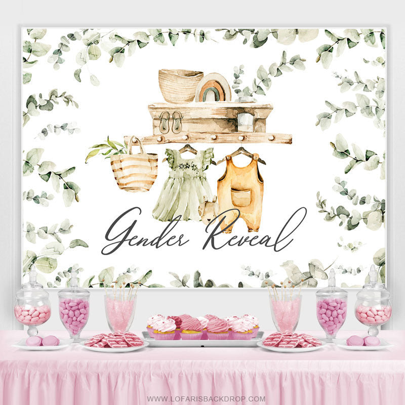 Lofaris Green Leaves Baby Shower Gender Reveal Backdrop