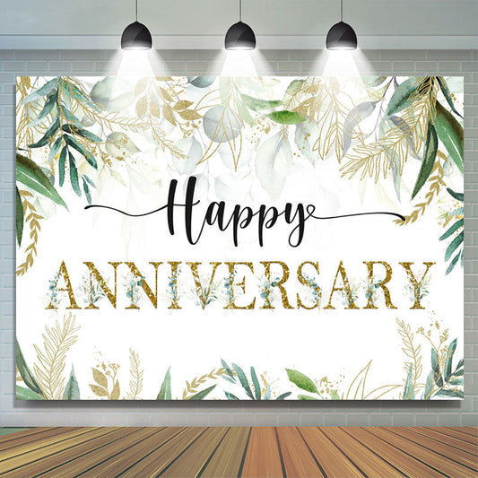 Lofaris Green Leaves Boho Happy Anniversary Party Backdrop