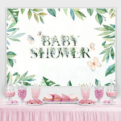 Lofaris Green Leaves Butterfly Baby Shower Backdrop for Party