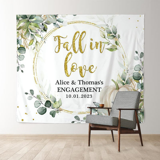 Lofaris Green Leaves Pumpkin Fall In Love Wedding Backdrop