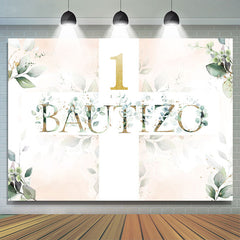 Lofaris Green Leaves Theme Bautizo Happy 1St Birthday Backdrop