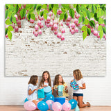 Load image into Gallery viewer, Lofaris Green Pink Tulips On The White Bricks Spring Backdrop