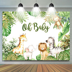 Lofaris Green Plant And Animal Oh Baby Backdrop For Shower