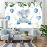 Load image into Gallery viewer, Lofaris Green Plant and Bule Balloons Happy Birthday Backdrop