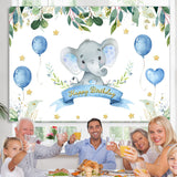 Load image into Gallery viewer, Lofaris Green Plant and Bule Balloons Happy Birthday Backdrop