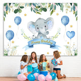 Load image into Gallery viewer, Lofaris Green Plant and Bule Balloons Happy Birthday Backdrop