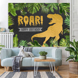 Load image into Gallery viewer, Lofaris Green Plant And Tyrannosaurus Rex Birthday Backdrop