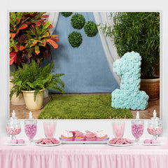 Lofaris Green Plant Grass First Birthday Photo Backdrop for Party
