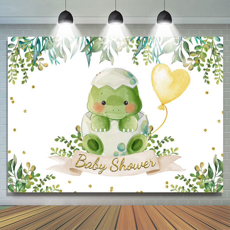 Lofaris Green Plants And Tirtle With Heart Baby Shower Backdrop