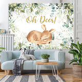 Load image into Gallery viewer, Lofaris Green Plants Oh Deer Baby Shower Backdrop For Boys
