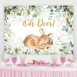 Load image into Gallery viewer, Lofaris Green Plants Oh Deer Baby Shower Backdrop For Boys