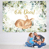 Load image into Gallery viewer, Lofaris Green Plants Oh Deer Baby Shower Backdrop For Boys