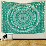 Load image into Gallery viewer, Lofaris Green Psychedelic Lotus Bohemian Mandala Wall Tapestry