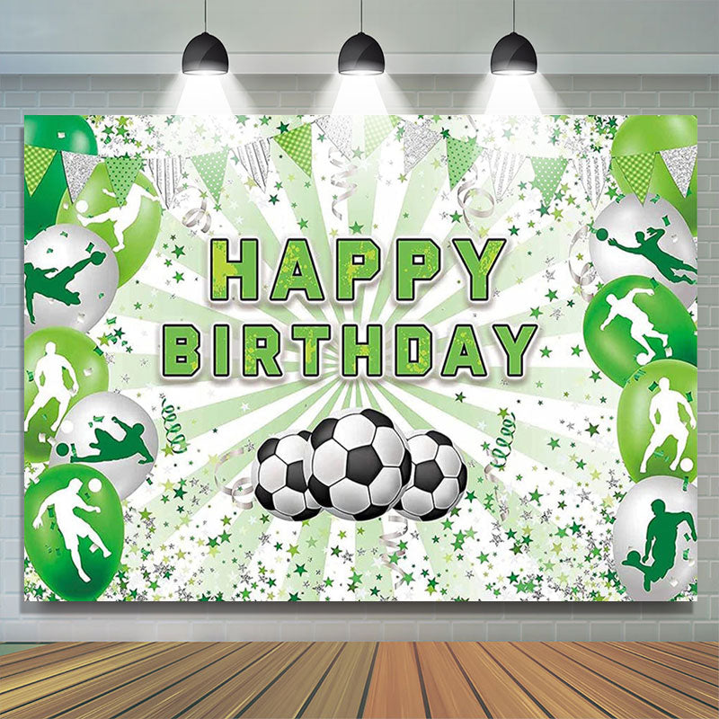 Lofaris Green Soccer Themed Happy Birthday Party Backdrop