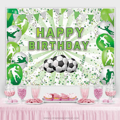 Lofaris Green Soccer Themed Happy Birthday Party Backdrop