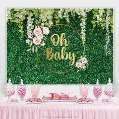 Lofaris Green Spring With Floral Baby Shower Backdrop