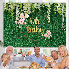 Lofaris Green Spring With Floral Baby Shower Backdrop