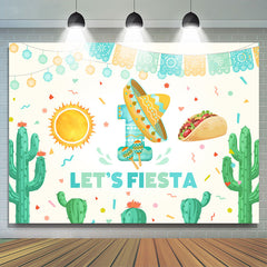 Lofaris Green Theme Lets Fiesta Taco Happy Holiday Backdrop