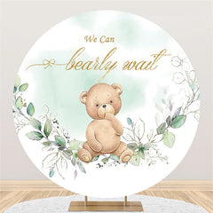 Lofaris Green We Can Bearly Wait Round Baby Shower Backdrop