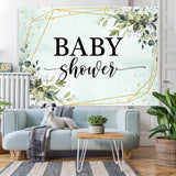 Load image into Gallery viewer, Lofaris Greenery Geometric Leaves Gold Glitter Baby Shower Backdrop