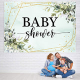 Load image into Gallery viewer, Lofaris Greenery Geometric Leaves Gold Glitter Baby Shower Backdrop